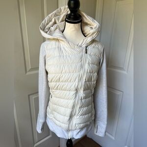 Athleta Responsible Down Sweatshirt Puffer Jacket Cream Size Medium
